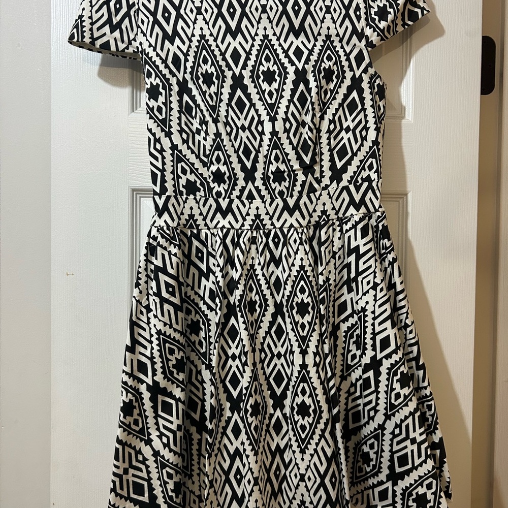 Black and White Geometric Mini Dress